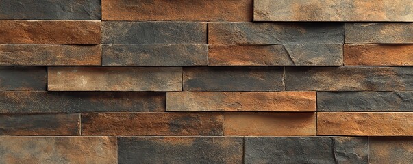 Mur en briques terre cuite avec une teinte chaleureuse et terreuse..