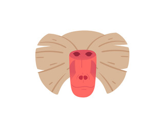 Baboon face close-up, emphasizing facial structure and distinctive features. Suitable for wildlife themes, educational materials, or animal illustrations. Vector illustration