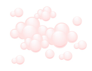 Soft pink fluffy clouds floating on a white background, giving a whimsical and airy feel. Perfect for weather themes, dream illustrations, or children decor. Vector illustration