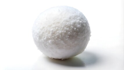  Perfectly round snowball on a white background.