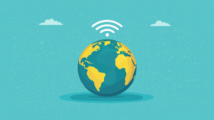 Naklejka premium Global wifi network connecting world illustration concept