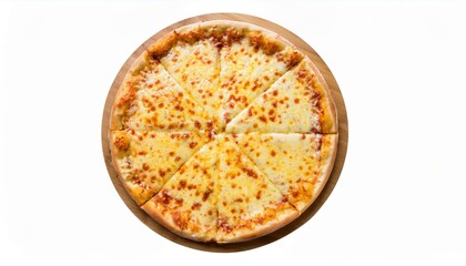 cheese pizza top view full length isolate on White background PNG