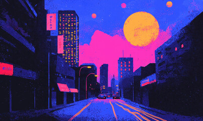 Vibrant Neon Nightscape: A Futuristic Urban Exploration