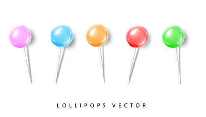delicious lollipops set isolated on the white background. sweet lollipops design element vector illustration.