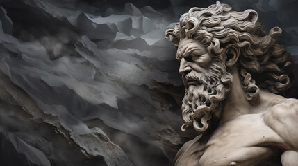 Odysseus Sculpture with Dramatic Stone Background