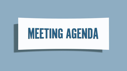 Meeting Agenda. A card isolated on blue background.