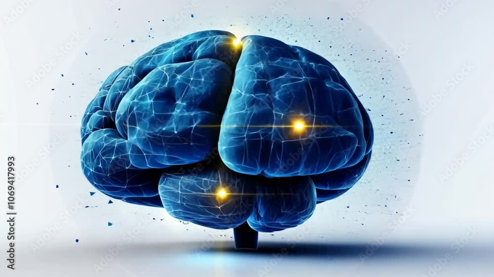 Poster digital brain illustration symbolizing artificial intelligence and deep learning concepts