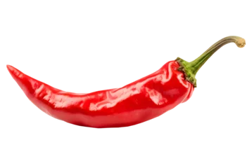 A vibrant red chili pepper isolated on a transparent background.