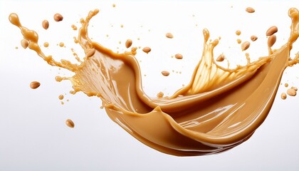 Splash peanut butter on isolate White background, PNG