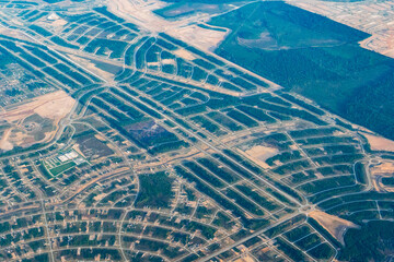 Porter, Texas, USA - Aerial photograph of new home construction and residential planned communities and subdivisions in the greater houston area of east texas 