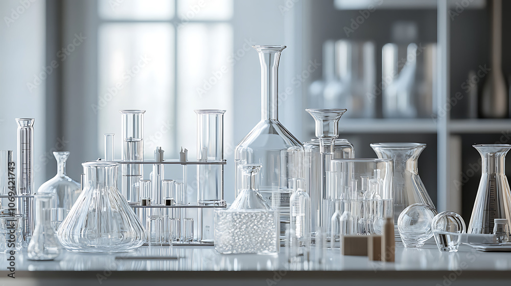 Poster chemistry science theme enhanced by a captivating laboratory glassware setting
