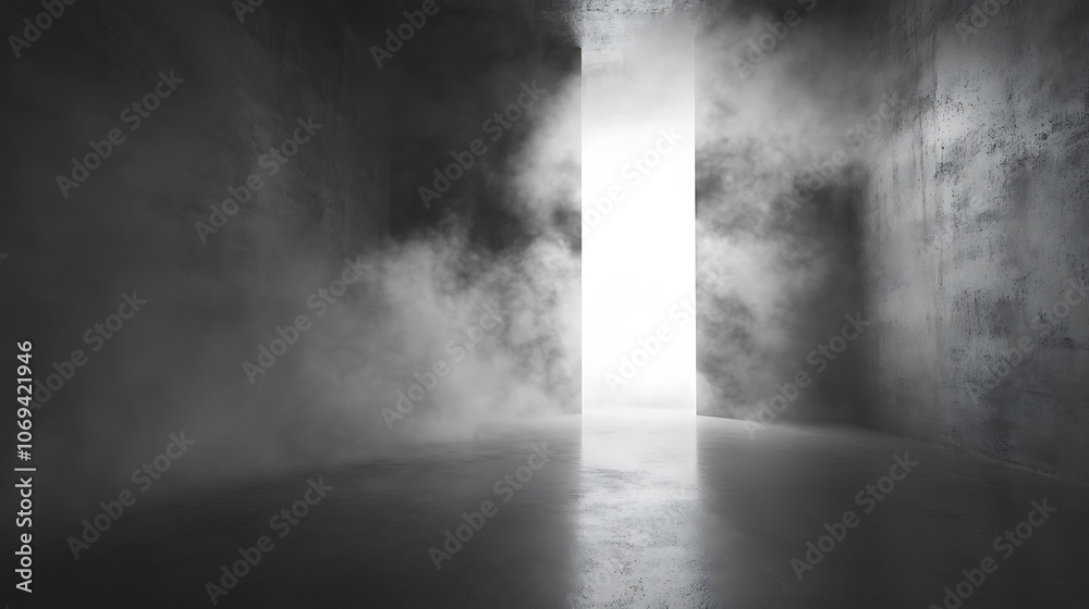 Poster empty dark abstract cement wall and gradient studio room with smoke float up interior texture for di