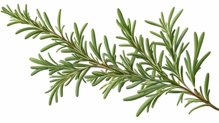 Fototapeta premium A detailed illustration of a green rosemary sprig.