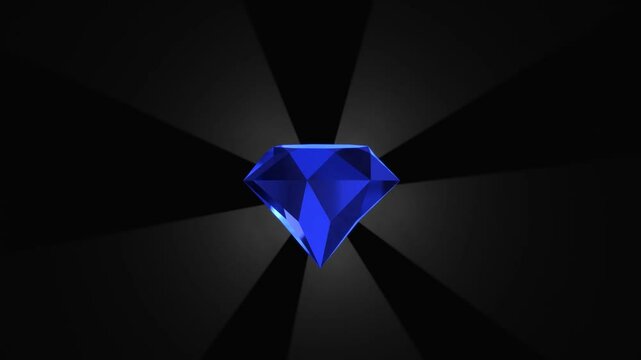 3d animation of blue gems on black background