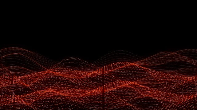 Orange glowing particle waves ideal for abstract backgrounds, technology concepts, digital art projects, futuristic designs, and vibrant wallpapers.