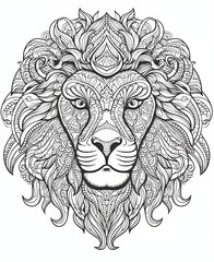 Intricate Mandala Lion Line Art Design Illustration