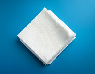 white square bar napkin isolated on a blue background blank paper napkin on blue with copy space white napkin against a blue backdrop various views of white napkins blank mockup files