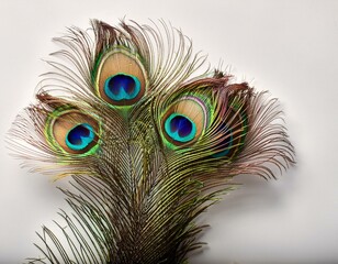 Obraz premium peacock feathers on a white backdrop