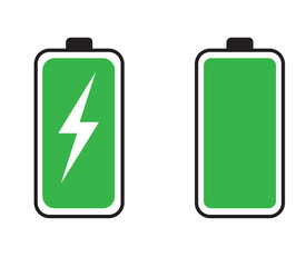 Battery low, battery full, energy, battery charge icon set vector illustration