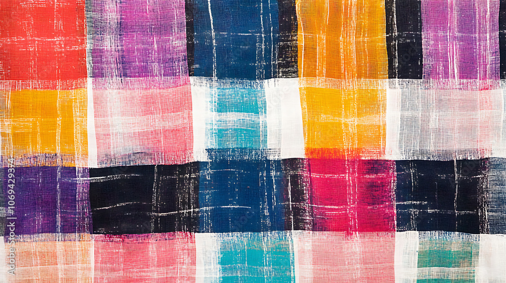 Poster a colorful plaid print with checks