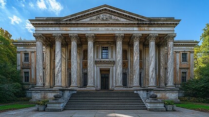Obraz premium Historic Courthouse with Marble Columns and Intricate Carvings