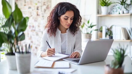 Young Female Entrepreneur in Home Office Setting