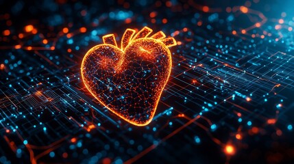 Smart heart sensor, neon light details, futuristic design