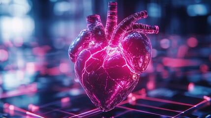 Smart heart sensor, neon light details, futuristic design