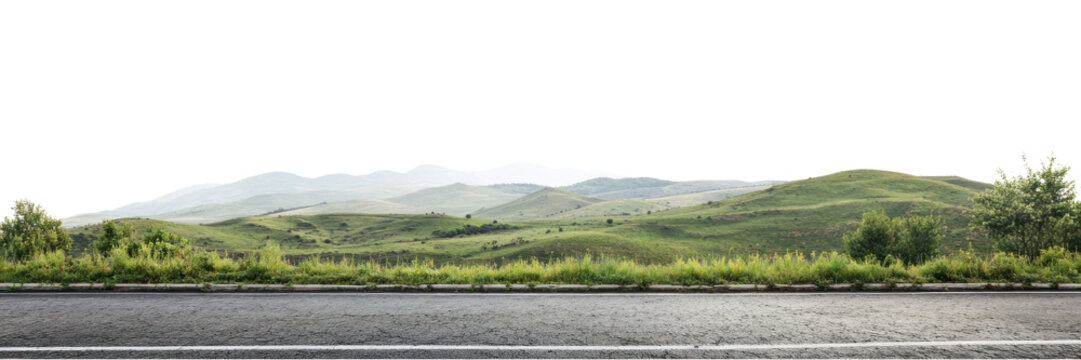 PNG Real asphalt road hills countryside landscape.