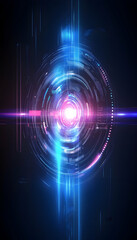 Fototapeta premium Futuristic Interface with Glowing Blue Lights and Abstract Tech Background -