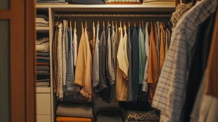 Neutral toned minimalist wardrobe organization for modern living space design