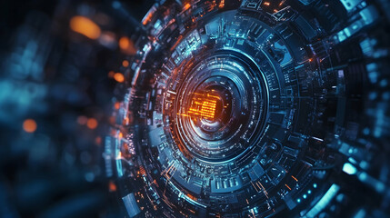 Obraz premium Quantum processing and deep learning technologies for business presentations -