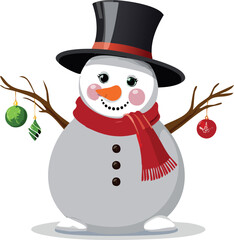 snowman with hat and scarf