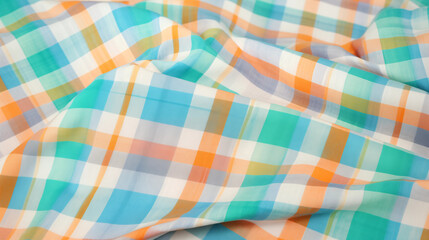 Colorful plaid tablecloth