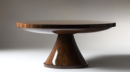 Elegant Round Wood Table with Unique Base Design