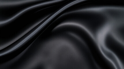 Holiday luxurious black fabric background with premium wave cloth for a Christmas or Black Friday background, with a dynamic and flowing feel