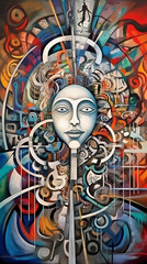 Obraz premium Colorful abstract painting of a face