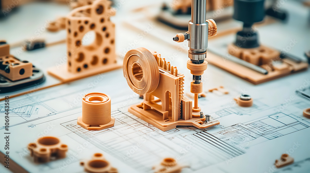 Aufkleber Rapid Prototyping concept, The accelerated process of creating scale models or assemblies using 3D printing and CAD designs, Efficiency in modern design and manufacturing processes