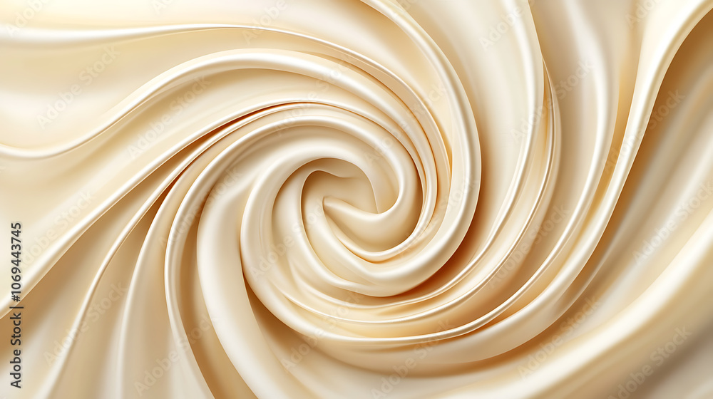 Aufkleber soft pastel beige cream color, shiny satin silk swirl wave background banner, abstract textile fabri