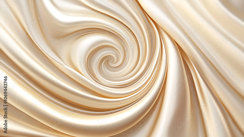 Aufkleber soft pastel beige cream color, shiny satin silk swirl wave background banner, abstract textile fabri