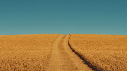 Fototapeta premium A pathway leading through a golden wheat field towards a bright horizon symbolizing a hopeful journey towards peace and prosperity.