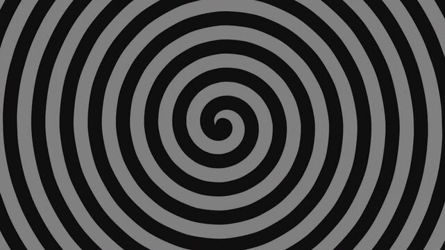 Grayscale spiral pattern with concentric circles suitable for backgrounds, textures, abstract designs, print materials, or psychedelic art projects.