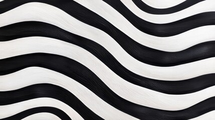 Textured zebra print with rippling black-and-white stripes, mimicking ocean waves, creating a sense of motion and visual depth. Wavy zebra texture, Flowing stripe design