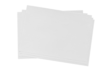 A stack of blank sheets of paper ready for various art and writing projects in a minimalist workspace environment. Isolated