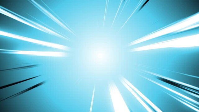 Bright blue speed lines radiating outward in a dynamic motion. Ideal for backgrounds, graphic design, or concept of energy and movement.