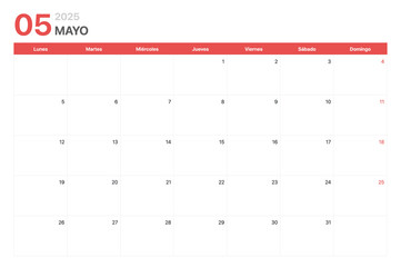 Calendario 2025. La semana del calendario 2025 comienza el lunes. Calendario minimalista y...