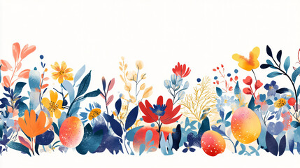 Abstract Easter egg border with floral and spring elements.Abstract Easter egg border with floral and spring elements.