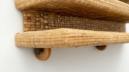 Natural Woven Shelf with Wooden Supports
