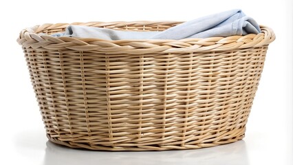 Obraz premium Basic woven laundry basket on a white background.