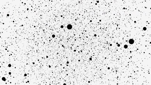 Black spots on white, scattered in different sizes, suitable for backgrounds, posters, packaging designs, or abstract concepts in graphic design.